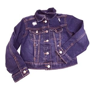 Wonder Nation‎ Denim Jean Jacket Girls XS 4/5 Dark Wash EUC Preppy Classic